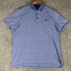 Ted Baker London Shirt Mens L (Tag 5) Sky Blue Pocket Polo Contrasting Collar